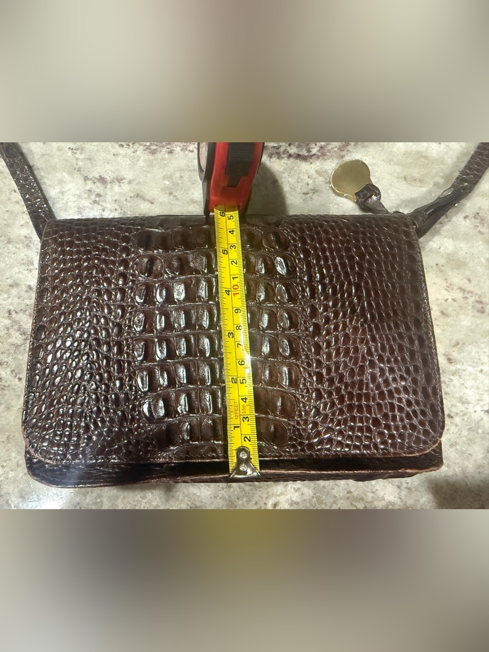 Brahmin Classic Chocolate Brown Croc-Embossed Crossbody Bag - Picture 7 of 7